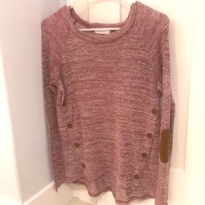 Blu Pepper, maroon blouse with button detail and elbow patch!